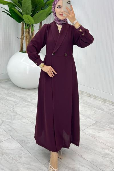 Bordo Premium Lal Ferace Elbise Tesettür Giyim Bordo