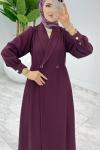 Bordo Premium Lal Ferace Elbise Tesettür Giyim Bordo