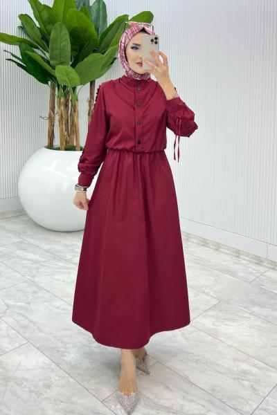 Bordo Premium İclal Etek Takım Tesettür Giyim Bordo