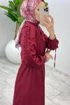 Bordo Premium İclal Etek Takım Tesettür Giyim Bordo
