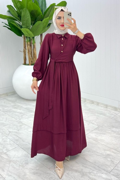 Bordo Premium Öznur Elbise Tesettür Giyim Bordo