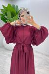 Bordo Premium Yarasa Etek Takım Tesettür Giyim Bordo