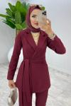 Bordo Premium Astarlı Klas Takım Tesettür Giyim Bordo
