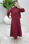 Bordo Premium Gizem Takım Tesettür Giyim Bordo