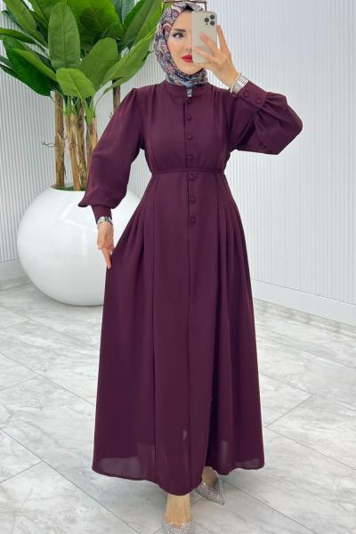 Bordo Premıum İstanbul Elbise Tesettür Giyim Bordo