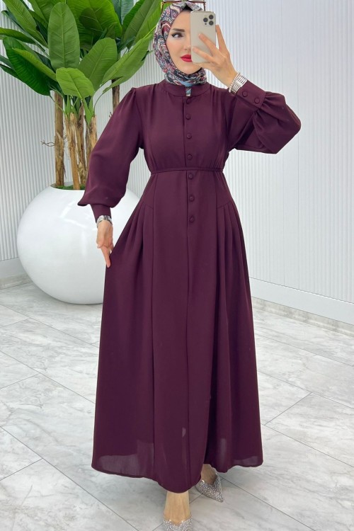 Bordo Premıum İstanbul Elbise Tesettür Giyim Bordo