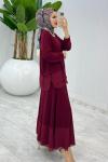 Bordo Premium Aksu Etek Takım Tesettür Giyim Bordo