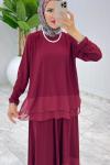 Bordo Premium Aksu Etek Takım Tesettür Giyim Bordo