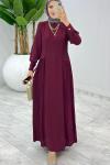 Bordo Premium Selena Elbise Tesettür Giyim Bordo
