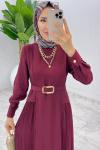 Bordo Premium Selena Elbise Tesettür Giyim Bordo