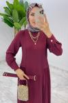 Bordo Premium Selena Elbise Tesettür Giyim Bordo