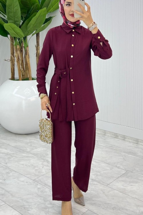 Bordo Premium Vildan Takım Tesettür Giyim Bordo