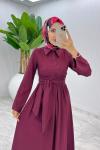 Bordo Premıum Nagihan Elbise Tesettür Giyim Bordo