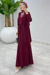 Bordo Premium Diva Elbise Tesettür Giyim Bordo