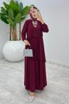 Bordo Premium Diva Elbise Tesettür Giyim Bordo