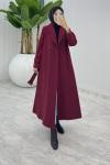 Bordo Premium Kaşe Kaban Tesettür Giyim  Bordo