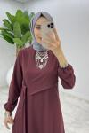 Bordo Premıum Seçil Elbise Tesettür Giyim  Bordo