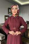 Bordo Premıum Farah Elbise Tesettür Giyim  Bordo