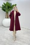 Bordo Premıum Defne Kaşe Kaban Tesettür Giyim  Bordo