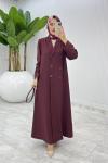 Bordo Premium Sahra Ferace Elbise Tesettür Giyim  Bordo