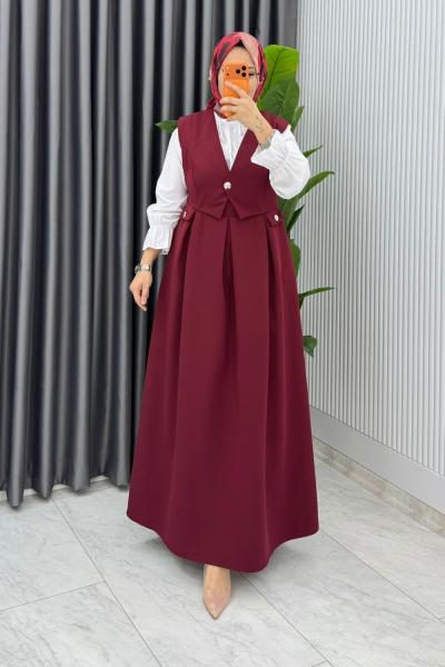 Bordo Premium Zehra Jile Tesettür Giyim Bordo