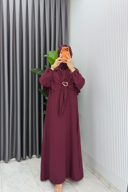 Bordo Premıum Ceylan Elbise Tesettür Giyim  Bordo
