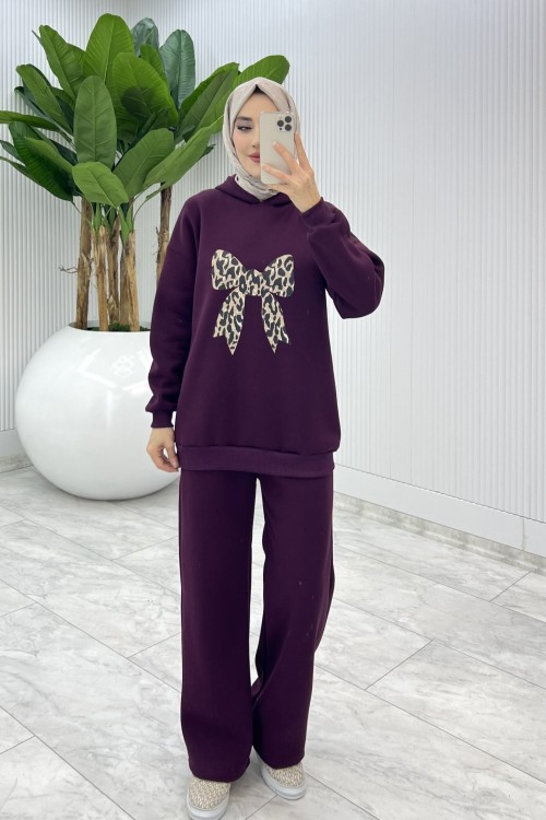 Bordo Şardonlu Naz Takım Tesettür Giyim  Bordo