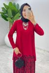 Bordo Su Damlası Etek Takım Tesettür giyim Bordo
