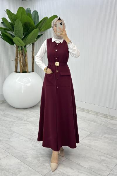 Bordo  Sude Jile Tesettür Giyim  Bordo