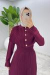 Bordo Sümeyye İkili Triko Takım Tesettür Giyim  Bordo
