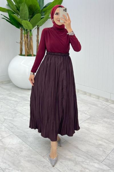 Bordo Tek Sadece Etek Tesettür Giyim Bordo