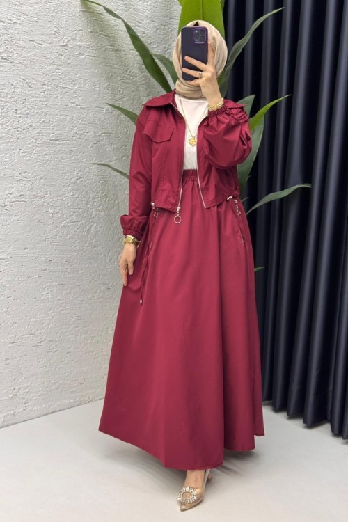Bordo Tuana Takım Tesettür Giyim Bordo