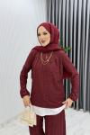Bordo  Zeyzey Takım Tesettür Giyim  Bordo