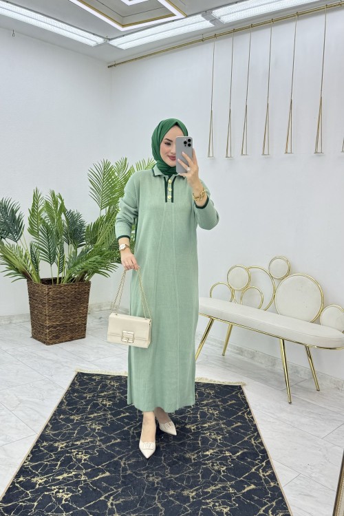 Çağla Emsal Triko Elbise Tesettür Giyim Çağla