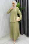 Çağla Yeşili Rabia Etek Takım Tesettür Giyim Çağla