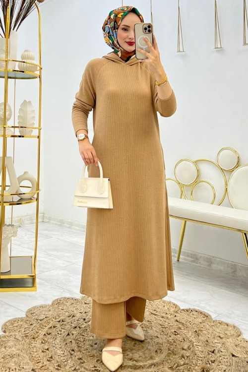 Camel Aşina Takım Tesettür Giyim  Camel