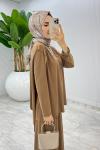 Camel Asimetrik Takım Tesettür Giyim Camel