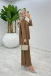 Camel Asimetrik Takım Tesettür Giyim Camel