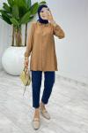 Camel Bağcıklı Gömlek Tesettür Giyim Camel