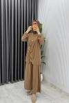 Camel Figen Pantolon Takım Tesettür Giyim  Camel