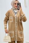 Camel Filiz Triko Takım Tesettür Giyim Camel