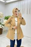 Camel Premıum Astarlı Lema Trench Tesettür Giyim Camel