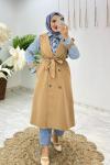 Camel Premium Klas Trench Tesettür Giyim Camel
