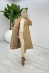 Camel Premium Astarlı Eylem Trench Tesettür Giyim  Camel