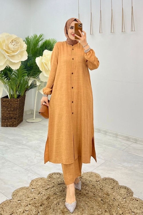 Camel Seyhan Takım Tesettür Giyim Camel