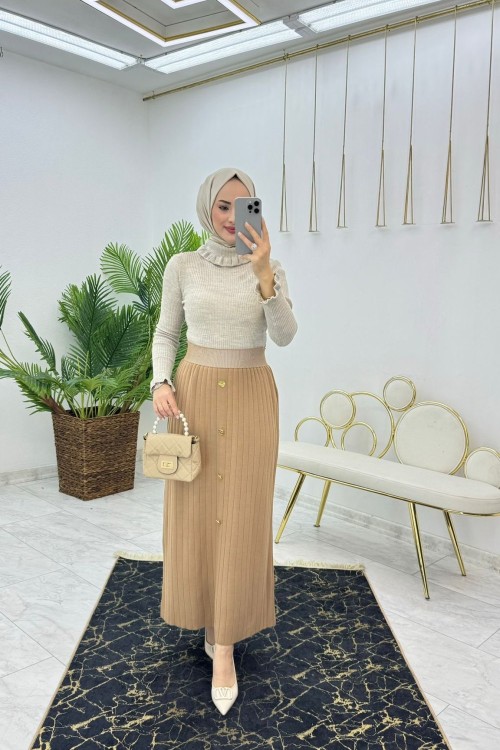 Camel Triko Etek Tesettür Giyim Camel