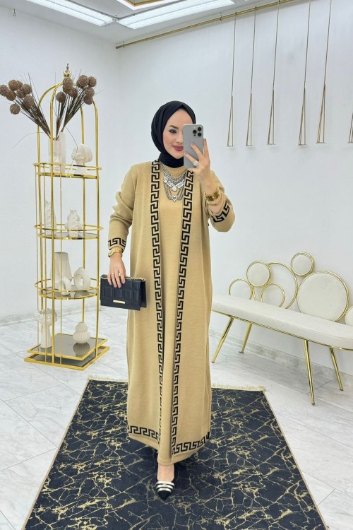 Camel Wersac Triko Elbise Tesettür Giyim Camel