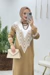 Camel Zikzak Triko Elbise Tesettür Giyim Camel