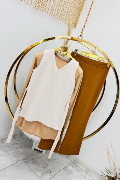 Ekru Tuvit Süveter Tesettür Giyim  Ekru