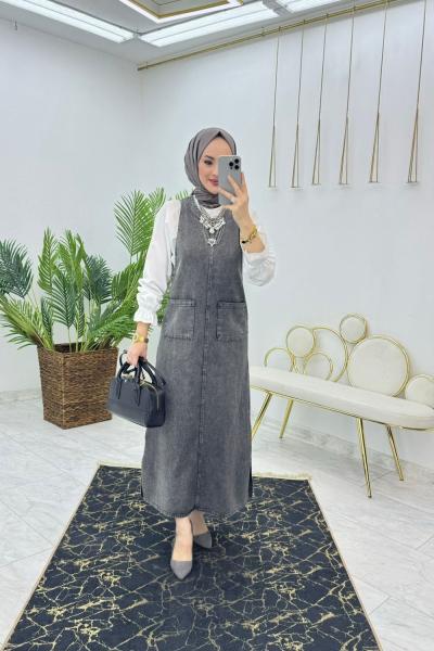 Füme Kot Jile Çift Cep Füme